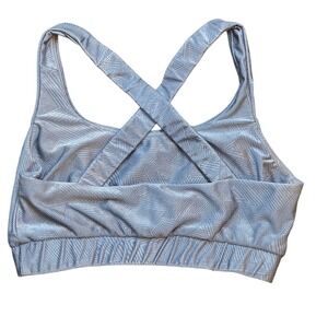 Lola Getts Geo Pattern Criss Cross Back Sports‎ Activewear Bra Medium Blue
